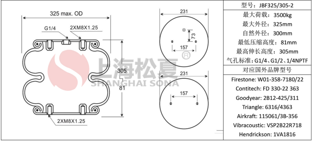 JBF325/305-2橡膠氣囊產(chǎn)品圖紙